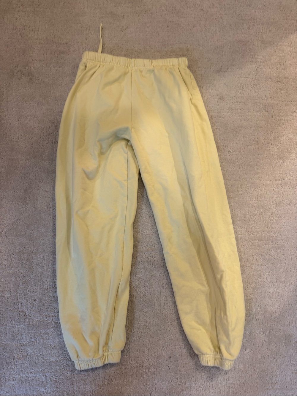 Daily Drills Pale Yellow Sweatpants - Elastic Waist & Cuffed Ankles M/L